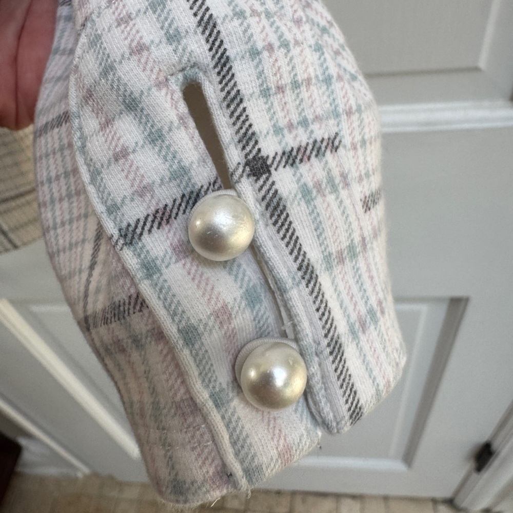 Janie and Jack 3T Girls Gray White Pink Plaid Formal Pants with Beads - Picture 3 of 6